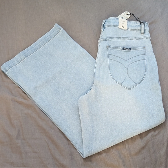 Rolla's High Rise Wide Leg Sailor Sophie Jeans Pants Light Blue - Picture 1 of 13